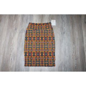 New LulaRoe Cassie Pencil Skirt Size XS Unique Colorful Pattern knee Length